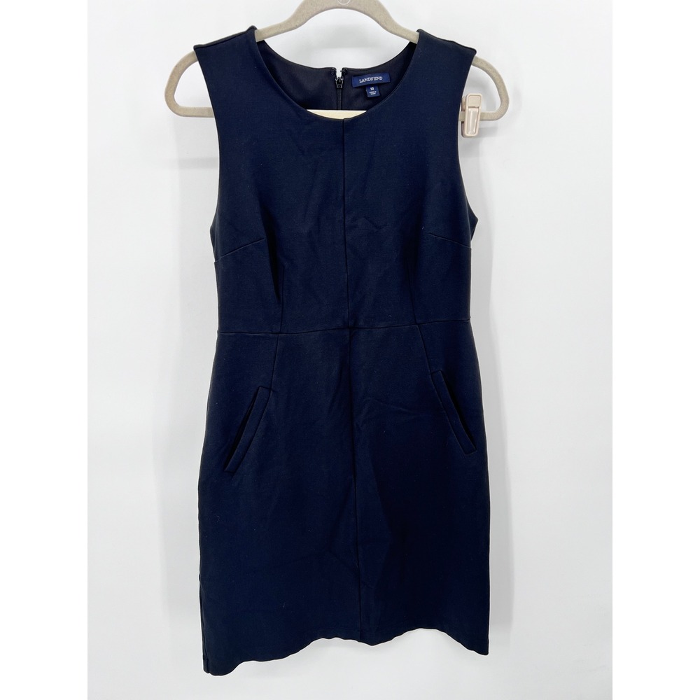 Lands End Black Sleeveless Sheath Dress with Pockets Size 10